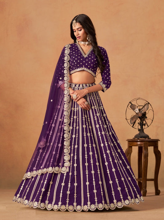 Timeless Purple Art Silk Traditional Lehenga