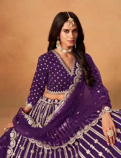 Timeless Purple Art Silk Traditional Lehenga