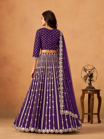 Timeless Purple Art Silk Traditional Lehenga