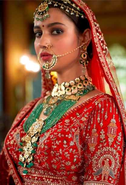 Dazzling Red Silk Bridal Lehenga
