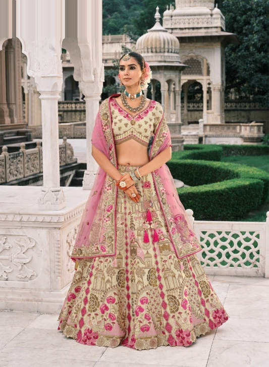 Couture White Fancy Silk Bridal Lehenga