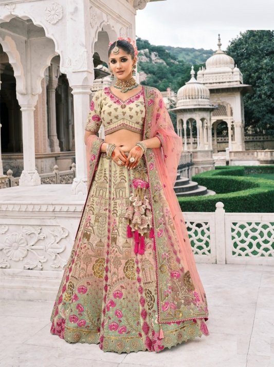 Tailored-To-Perfection White Fancy Silk Bridal Lehenga