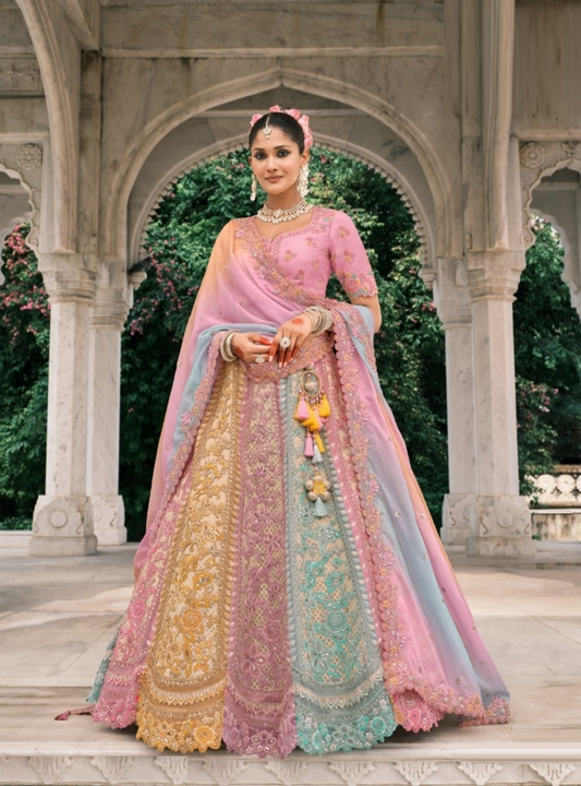 Lustrous Pink Fancy Silk Bridal Lehenga