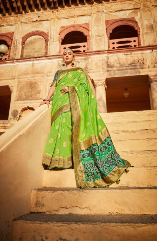 Avant-Garde Light Green Premium Febric With Embroidery Or Swrovski Work Saree