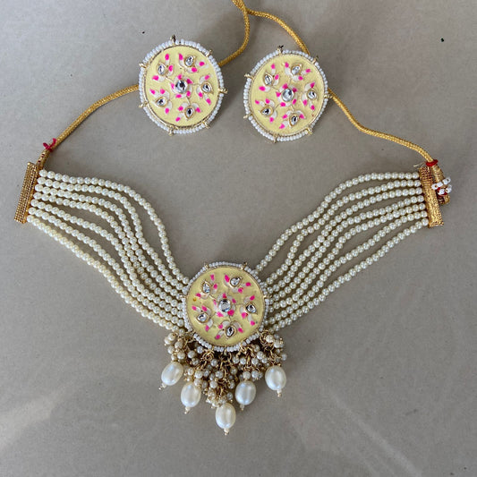 Elegant Meenakari  White Necklace Set