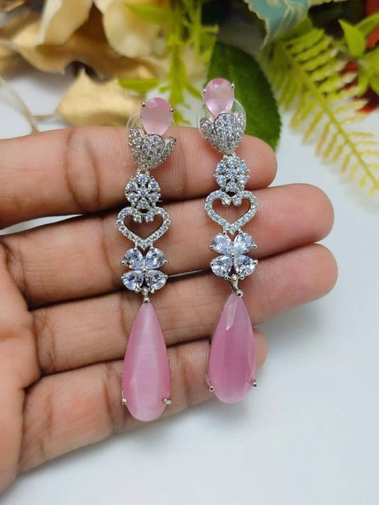 Elegant American Pink Diamond Studded Earrings