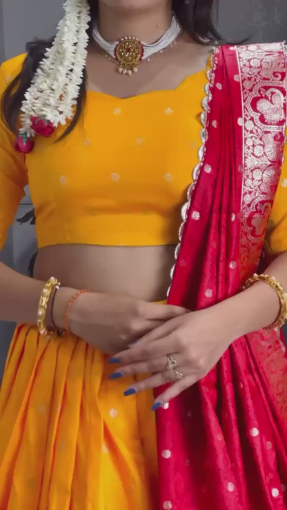 Women Orange Paithani Silk Paithani Silk Lehenga