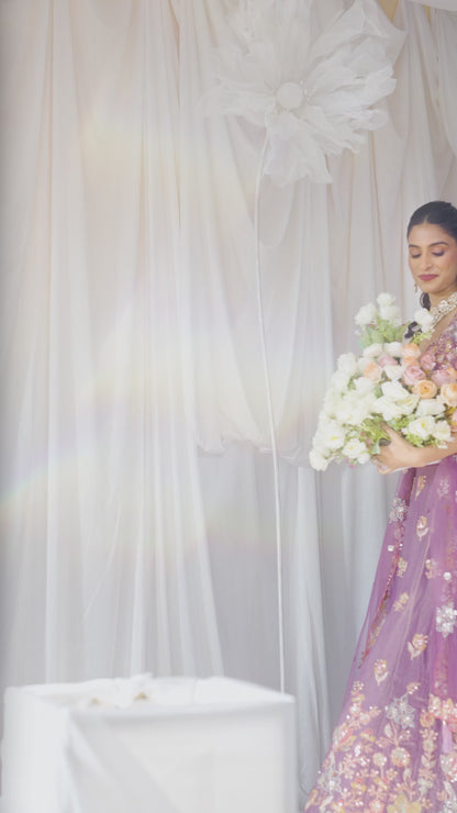 Sleek Lilac Organza Thread Embroidery Work Stylish Lehenga