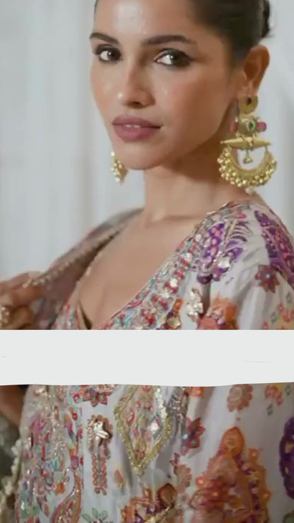 Women Multicolor Crape Silk With Hand Aari Work Trending Suit Set