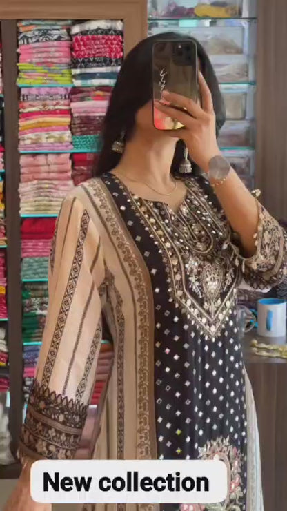 Women Purple And White Shimmer Pakistani Suit Set