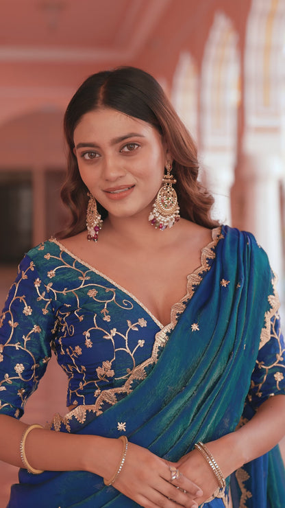 Effortless Royal Blue Fendi Silk Stylish Lehenga
