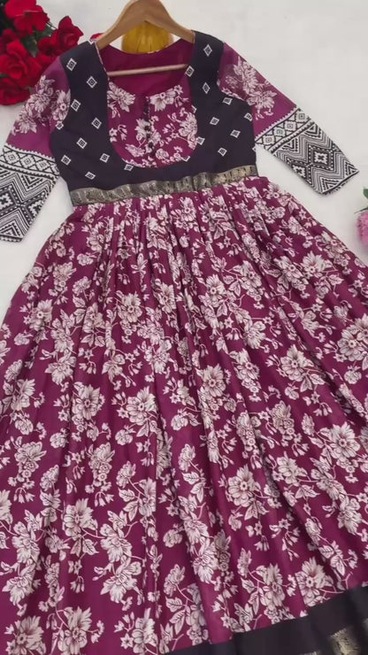 Women Wine Soft Silk Floor-Length Gown