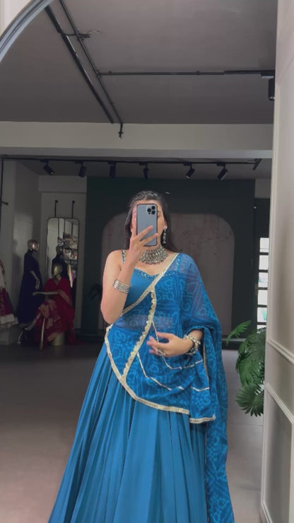 Opulent Teal Rayon Traditional Lehenga Set